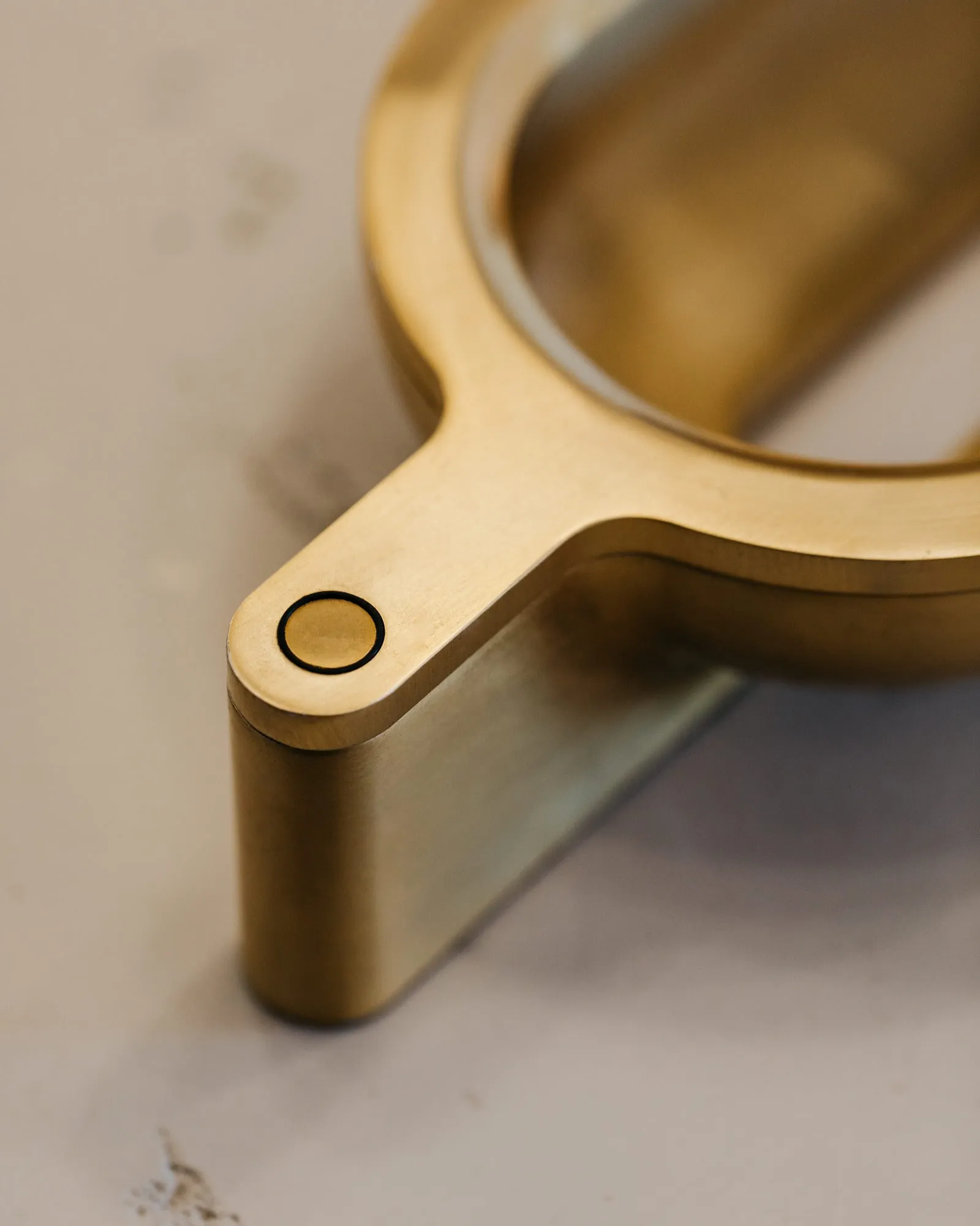 The end of a Vessel Lamp in brass, close up